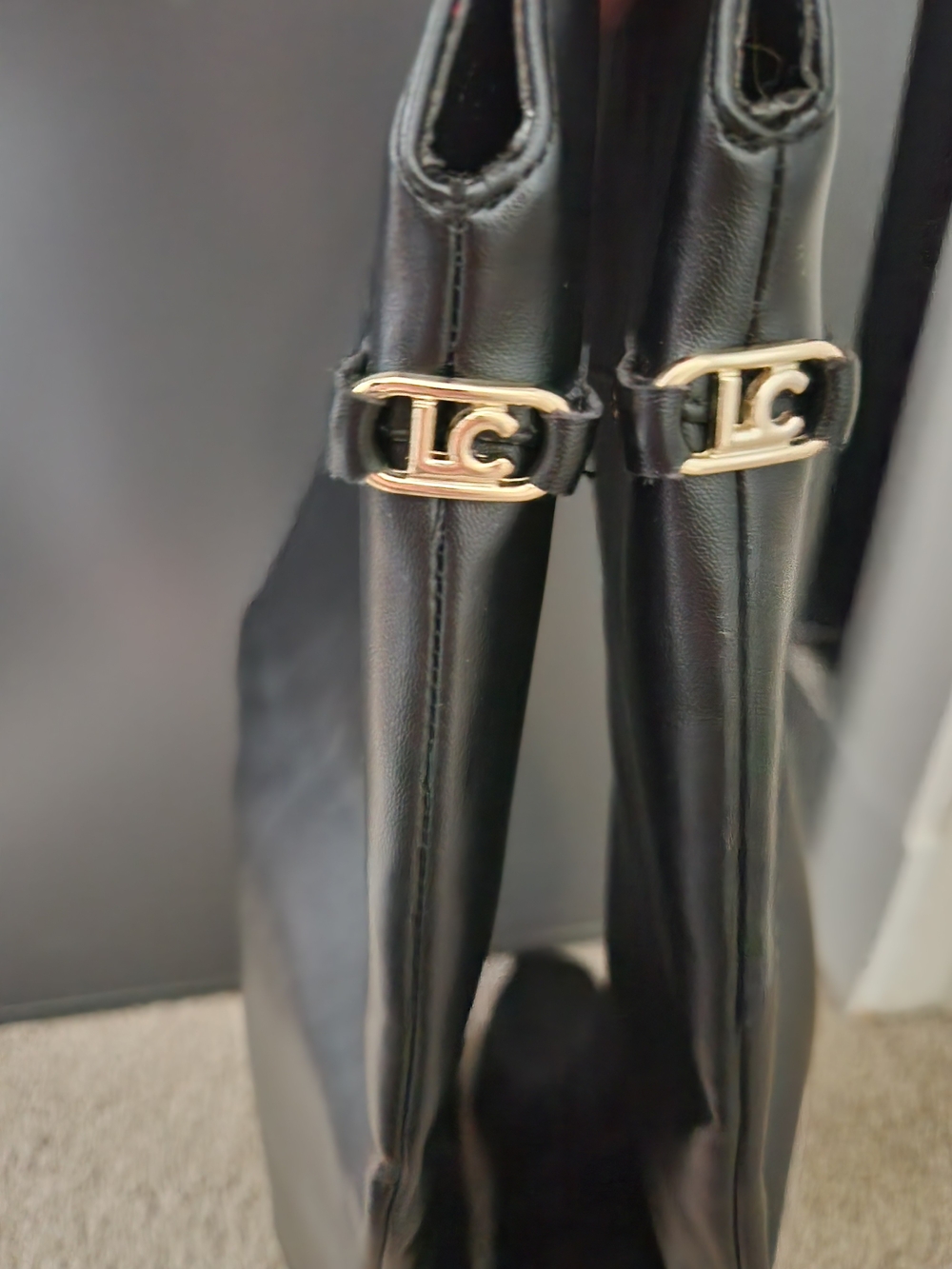 NWT Liz Claiborne LC Dover Black Knee High Faux Leather Boots Women's Size 7M - Picture 11 of 15